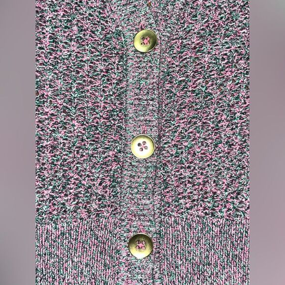 J. Jill Rosepetalm long sleeve button up cardigan chunky Boho Pink green size s - Picture 7 of 7